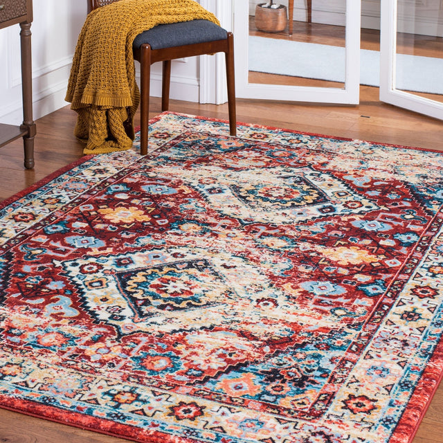 Safavieh Machine Washable Riviera Riv157Q Red/Blue Rug - Safavieh - riv157q - 4