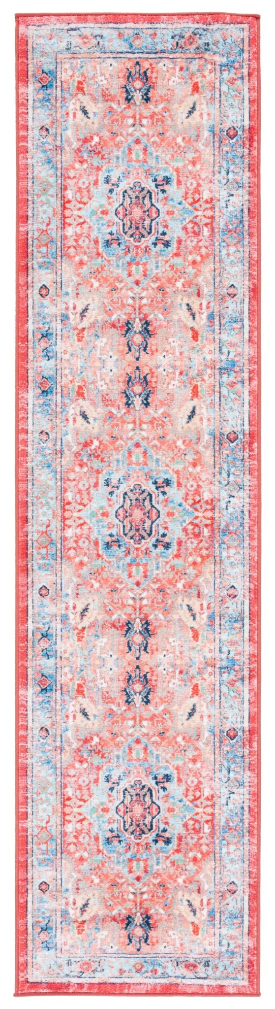 Safavieh Machine Washable Riviera Riv182J Light Blue/Red Rug - Safavieh - riv182j - 29
