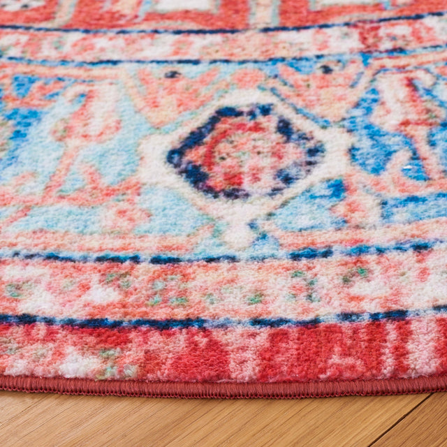 Safavieh Machine Washable Riviera Riv182J Light Blue/Red Rug - Safavieh - riv182j - 4