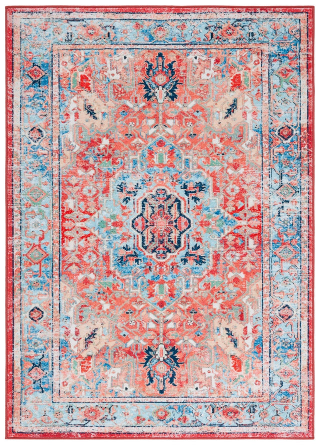 Safavieh Machine Washable Riviera Riv182J Light Blue/Red Rug - Safavieh - riv182j - 4