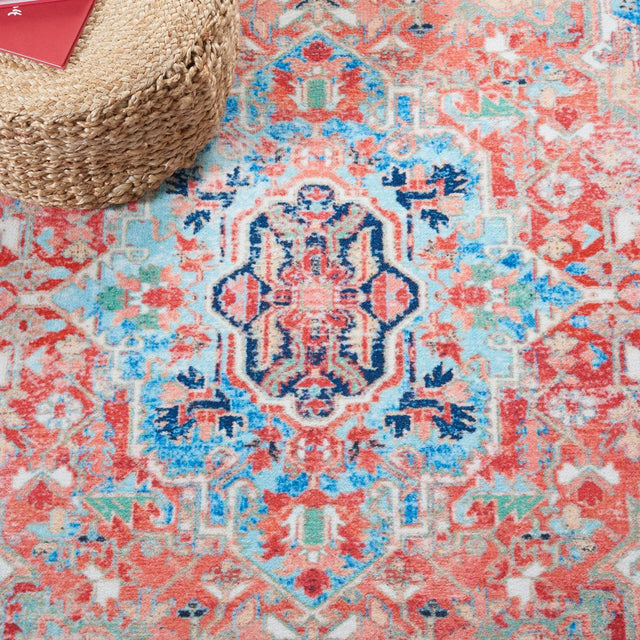 Safavieh Machine Washable Riviera Riv182J Light Blue/Red Rug - Safavieh - riv182j - 7r