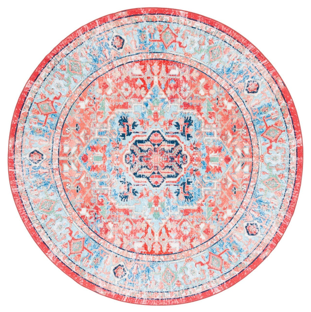 Safavieh Machine Washable Riviera Riv182J Light Blue/Red Rug - Safavieh - riv182j - 7r