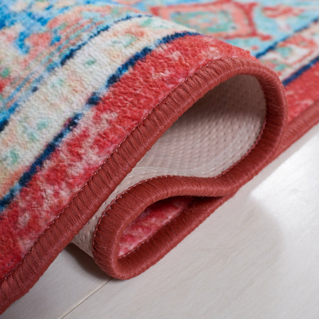 Safavieh Machine Washable Riviera Riv182J Light Blue/Red Rug - Safavieh - riv182j - 7r