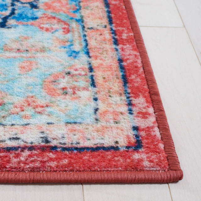 Safavieh Machine Washable Riviera Riv182J Light Blue/Red Rug - Safavieh - riv182j - 7r