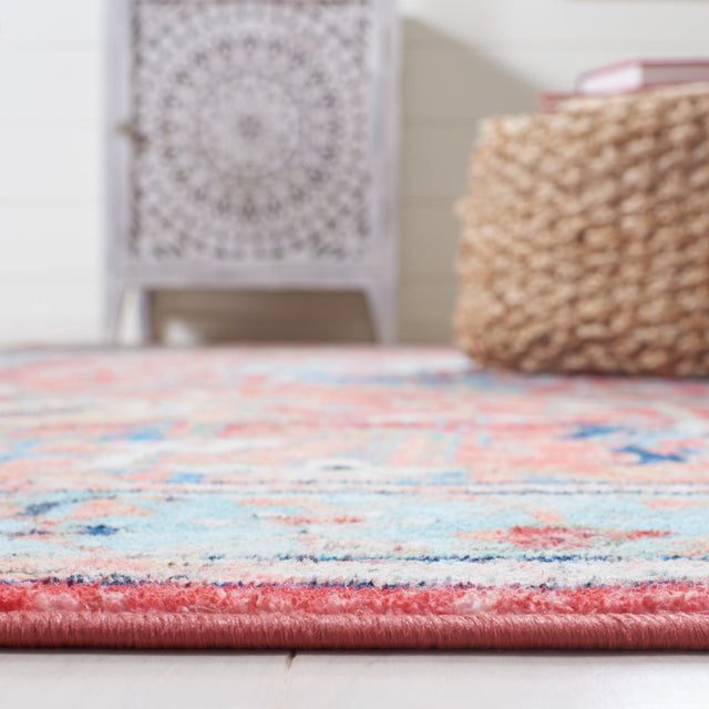 Safavieh Machine Washable Riviera Riv182J Light Blue/Red Rug - Safavieh - riv182j - 7r