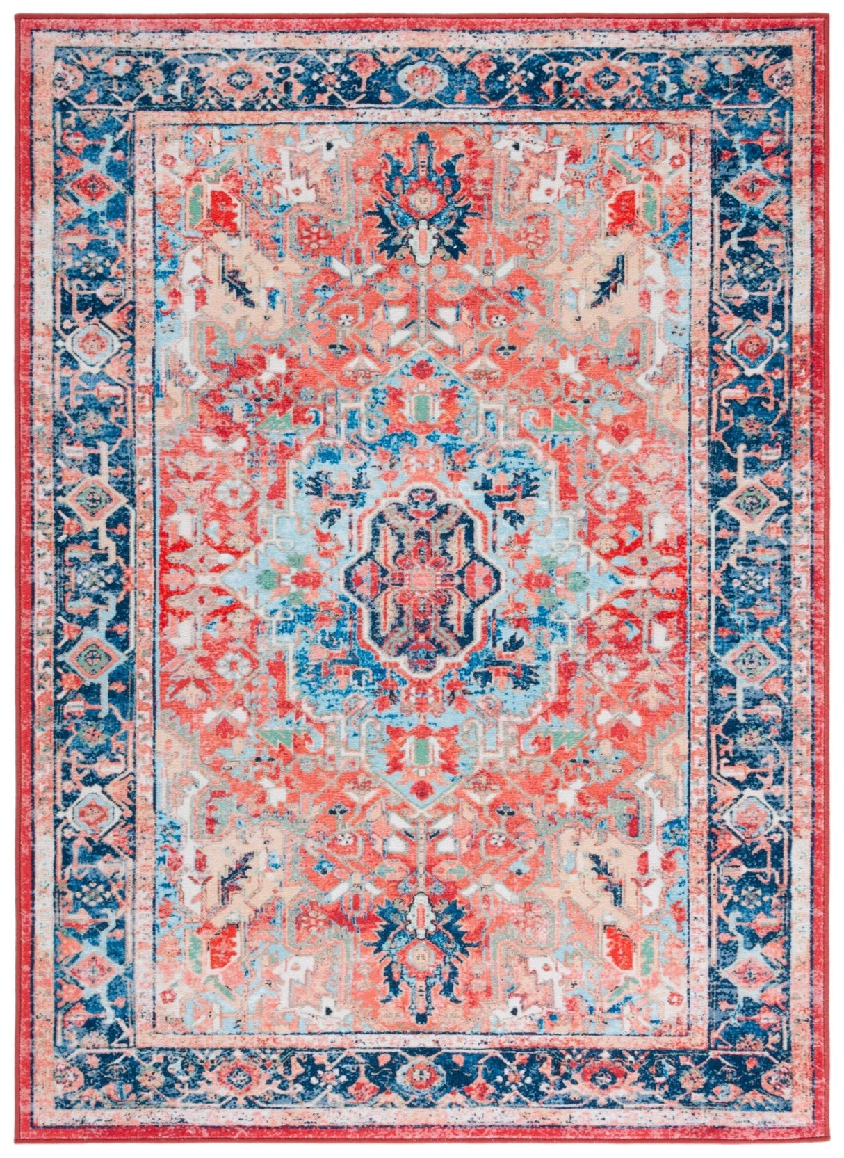 Safavieh Machine Washable Riviera Riv182N Navy/Red Rug - Safavieh - riv182n - 4