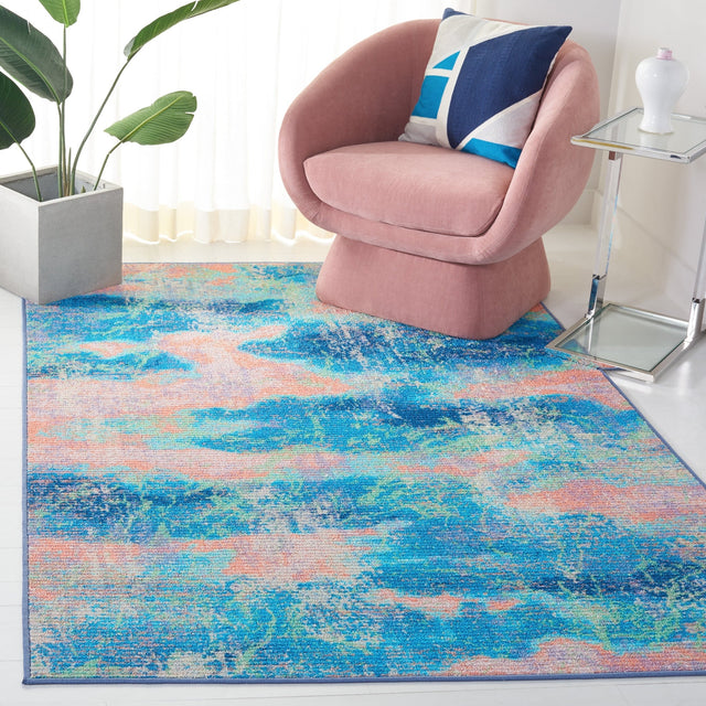 Safavieh Machine Washable Sequoia Seq151M Blue/Orange Rug - Safavieh - seq151m - 4