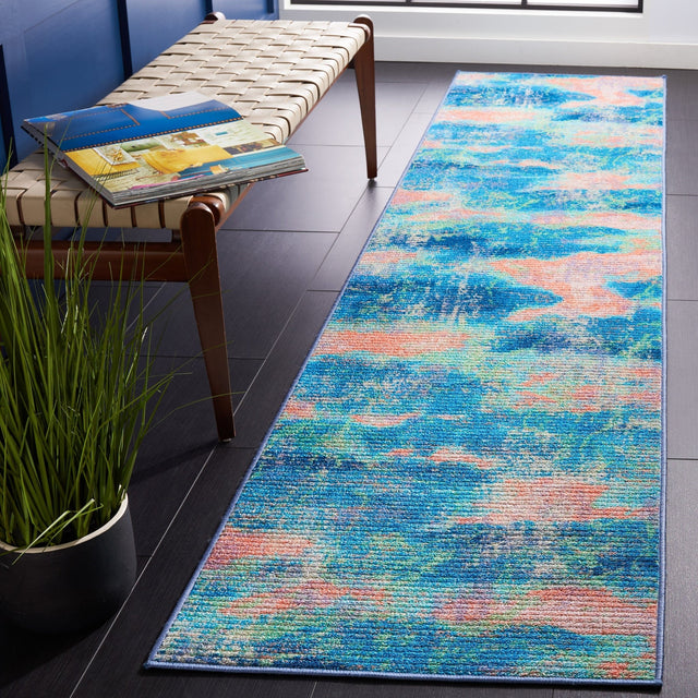 Safavieh Machine Washable Sequoia Seq151M Blue/Orange Rug - Safavieh - seq151m - 7r