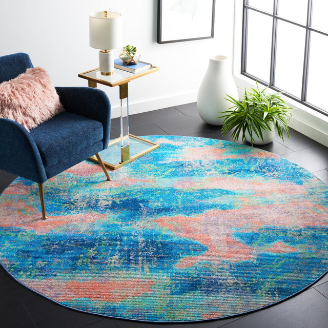 Safavieh Machine Washable Sequoia Seq151M Blue/Orange Rug - Safavieh - seq151m - 7r