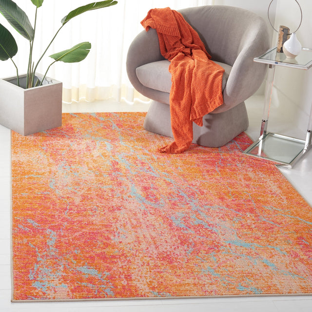 Safavieh Machine Washable Sequoia Seq152P Orange/Light Blue Rug - Safavieh - seq152p - 4