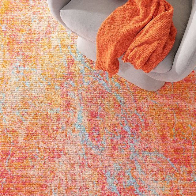Safavieh Machine Washable Sequoia Seq152P Orange/Light Blue Rug - Safavieh - seq152p - 7r