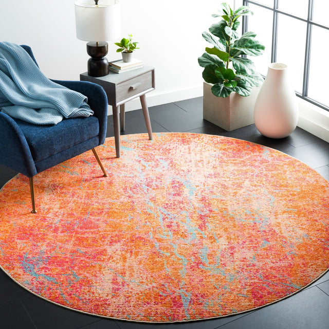 Safavieh Machine Washable Sequoia Seq152P Orange/Light Blue Rug - Safavieh - seq152p - 7r