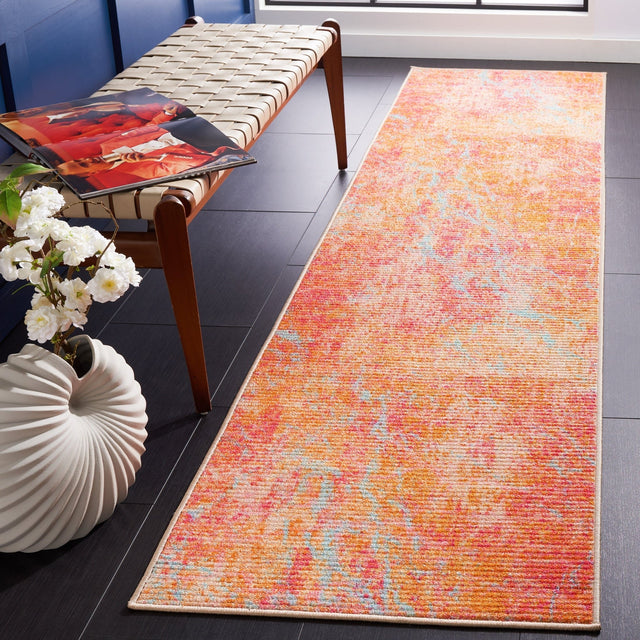 Safavieh Machine Washable Sequoia Seq152P Orange/Light Blue Rug - Safavieh - seq152p - 7r
