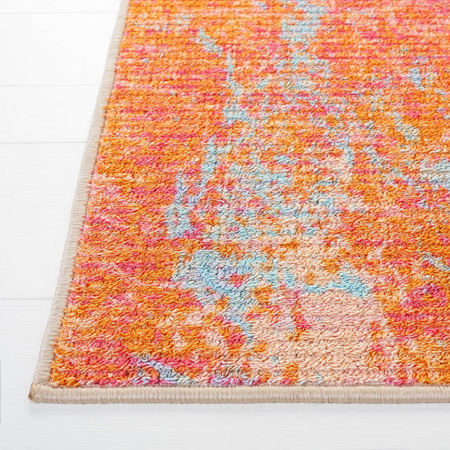 Safavieh Machine Washable Sequoia Seq152P Orange/Light Blue Rug - Safavieh - seq152p - 7r