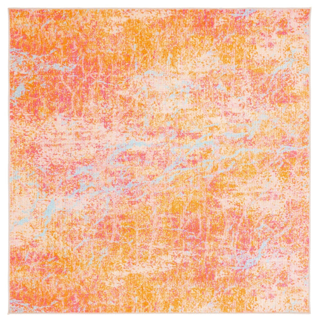 Safavieh Machine Washable Sequoia Seq152P Orange/Light Blue Rug - Safavieh - seq152p - 7sq