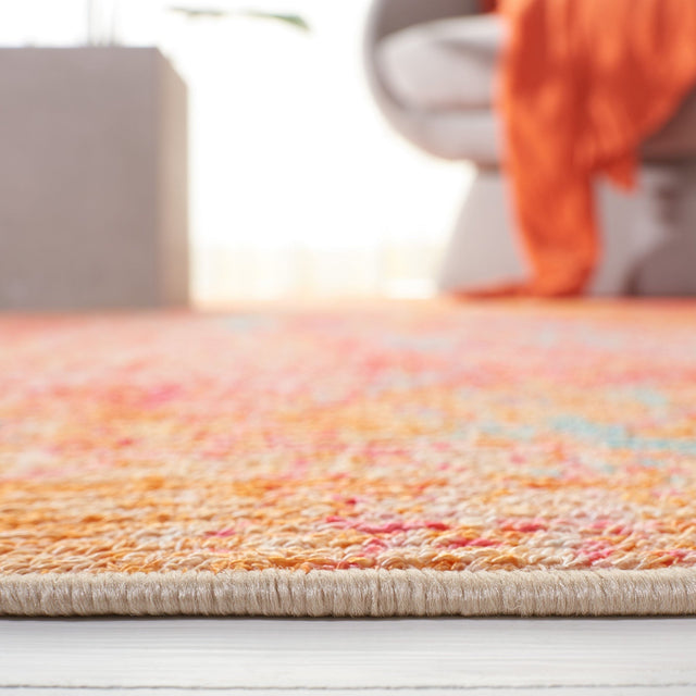 Safavieh Machine Washable Sequoia Seq152P Orange/Light Blue Rug - Safavieh - seq152p - 7sq