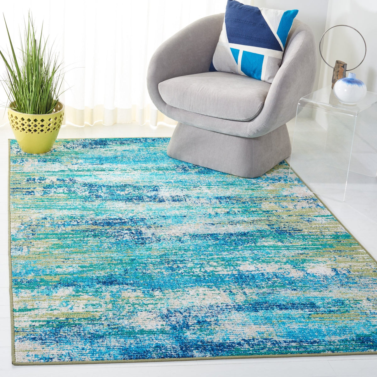 Safavieh Machine Washable Sequoia Seq156M Blue/Green Rug - Safavieh - seq156m - 4