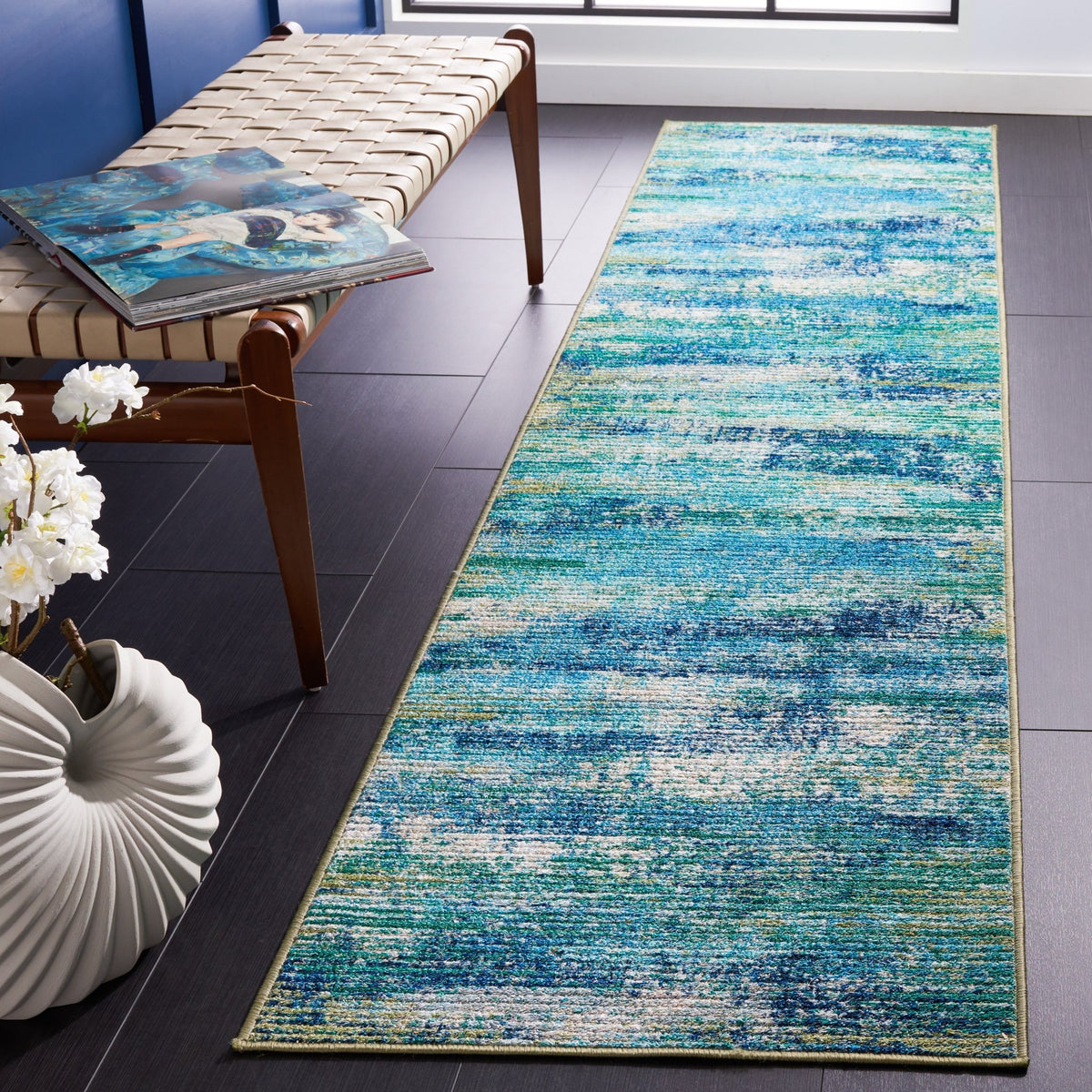 Safavieh Machine Washable Sequoia Seq156M Blue/Green Rug - Safavieh - seq156m - 7r