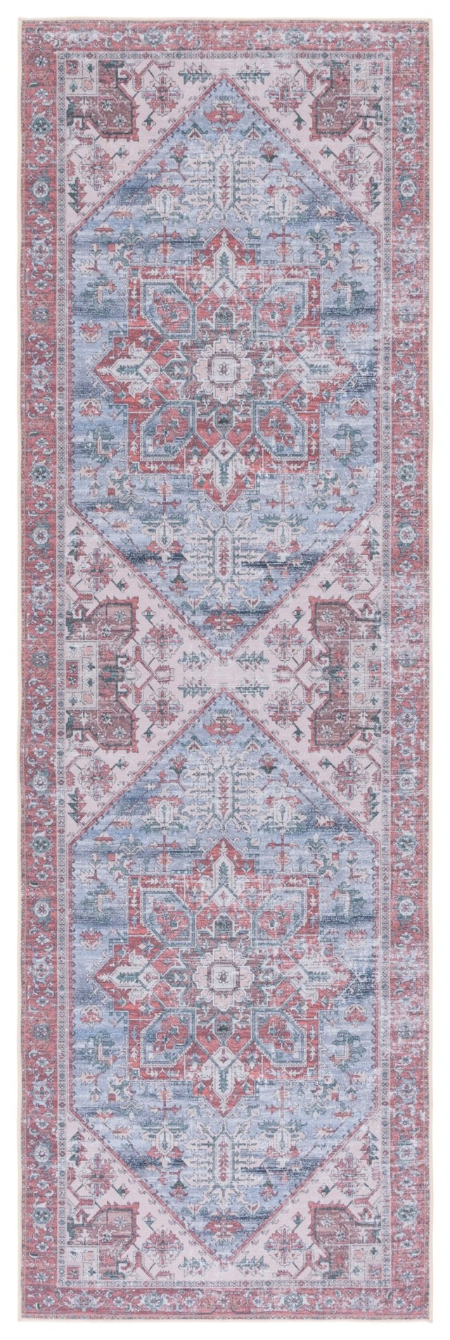 Safavieh Machine Washable Tucson Tsn102G Grey Blue/Rust Rug - Safavieh - tsn102g - 28
