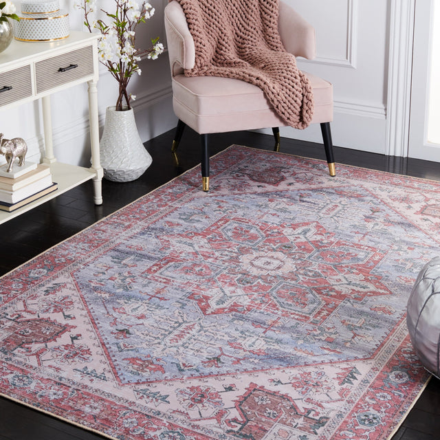 Safavieh Machine Washable Tucson Tsn102G Grey Blue/Rust Rug - Safavieh - tsn102g - 3