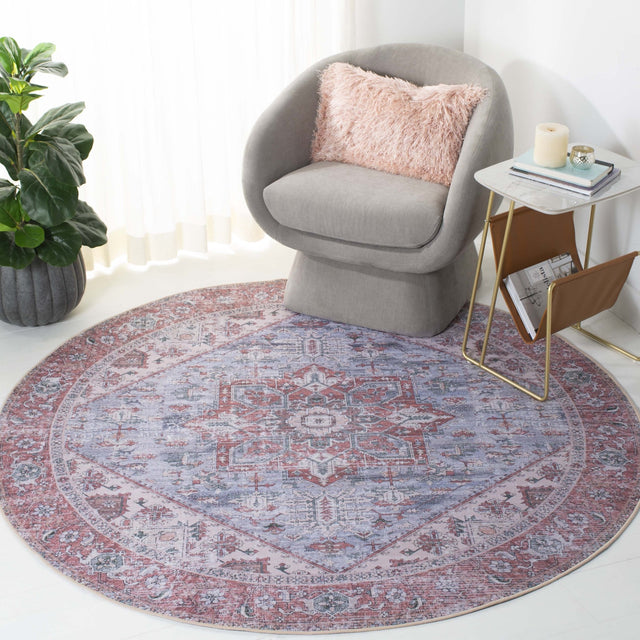 Safavieh Machine Washable Tucson Tsn102G Grey Blue/Rust Rug - Safavieh - tsn102g - 6r