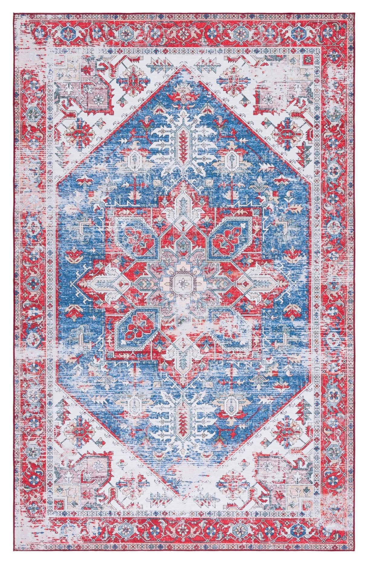 Safavieh Machine Washable Tucson Tsn102M Blue/Red Rug - Safavieh - tsn102m - 3
