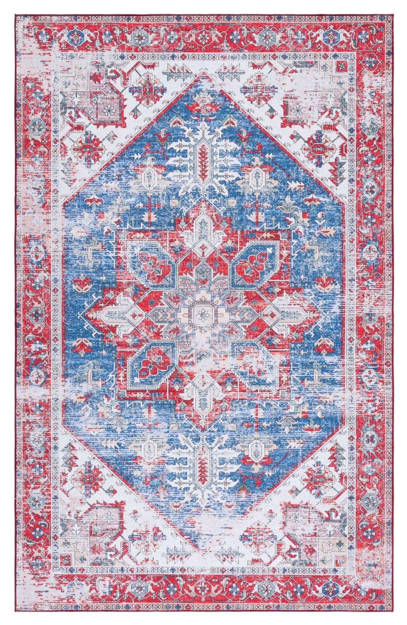 Safavieh Machine Washable Tucson Tsn102M Blue/Red Rug - Safavieh - tsn102m - 3
