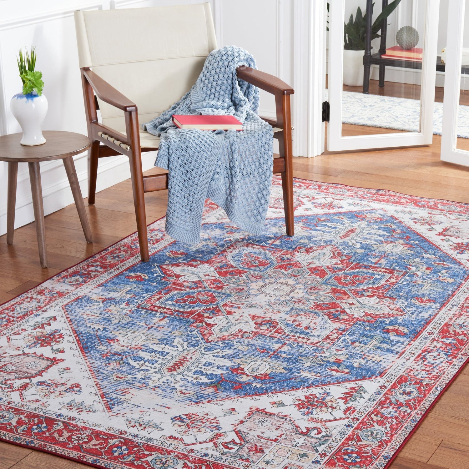 Safavieh Machine Washable Tucson Tsn102M Blue/Red Rug - Safavieh - tsn102m - 4r