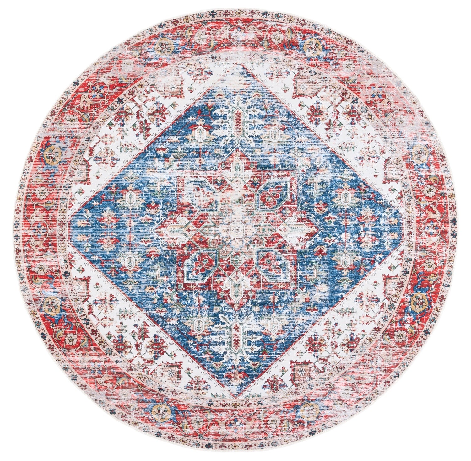 Safavieh Machine Washable Tucson Tsn102M Blue/Red Rug - Safavieh - tsn102m - 4r