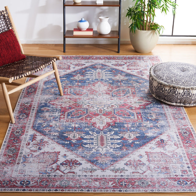 Safavieh Machine Washable Tucson Tsn102N Navy/Red Rug - Safavieh - tsn102n - 3
