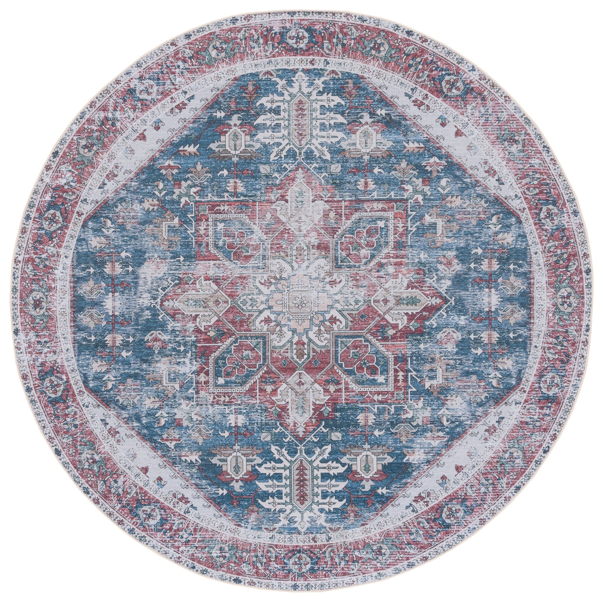 Safavieh Machine Washable Tucson Tsn102N Navy/Red Rug - Safavieh - tsn102n - 6r