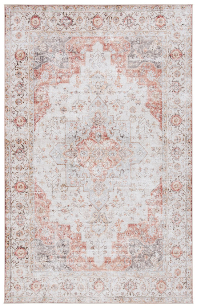 Safavieh Machine Washable Tucson Tsn105F Light Grey/Rust Rug - Safavieh - tsn105f - 3
