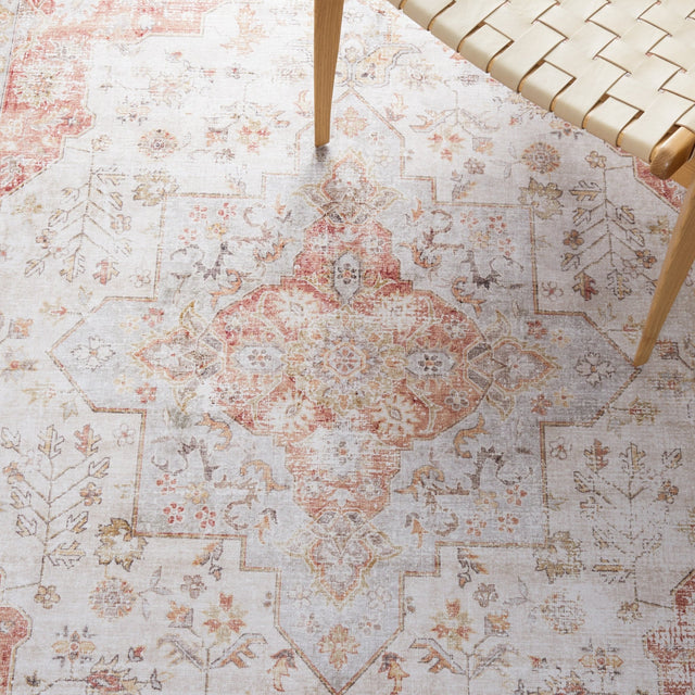 Safavieh Machine Washable Tucson Tsn105F Light Grey/Rust Rug - Safavieh - tsn105f - 4r