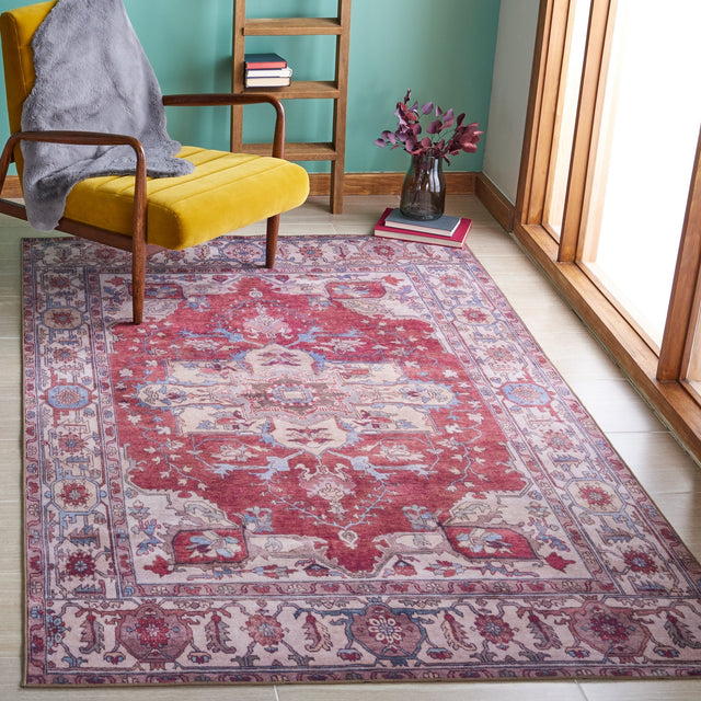 Safavieh Machine Washable Tucson Tsn106Q Red/Beige Rug - Safavieh - tsn106q - 3