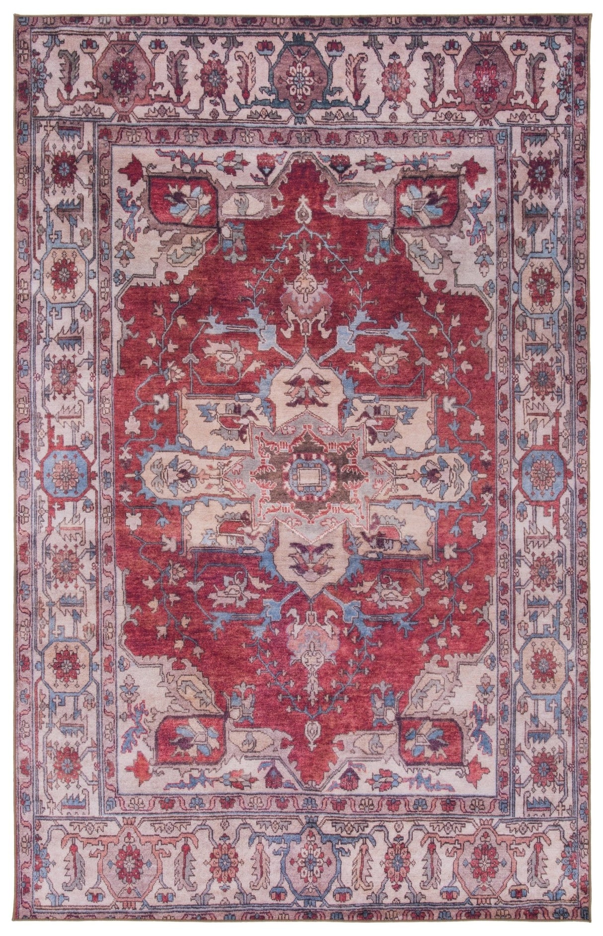 Safavieh Machine Washable Tucson Tsn106Q Red/Beige Rug - Safavieh - tsn106q - 3