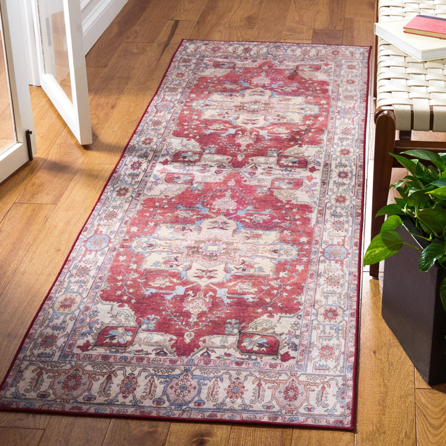 Safavieh Machine Washable Tucson Tsn106Q Red/Beige Rug - Safavieh - tsn106q - 4r