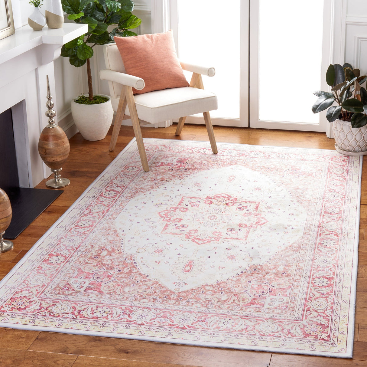 Safavieh Machine Washable Tucson Tsn107B Beige/Rust Rug - Safavieh - tsn107b - 3