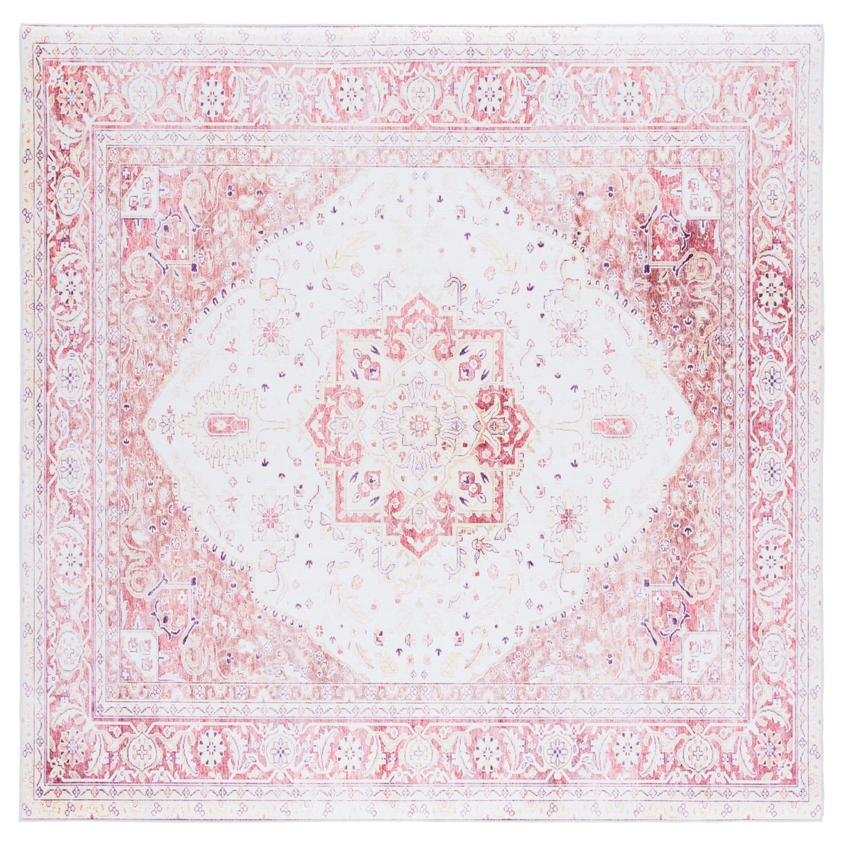 Safavieh Machine Washable Tucson Tsn107B Beige/Rust Rug - Safavieh - tsn107b - 4sq