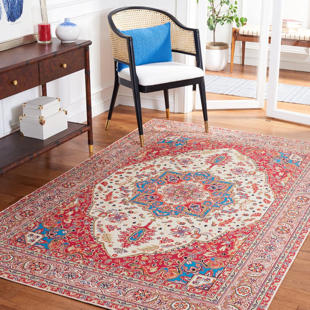 Safavieh Machine Washable Tucson Tsn107Q Red/Beige Rug - Safavieh - tsn107q - 3