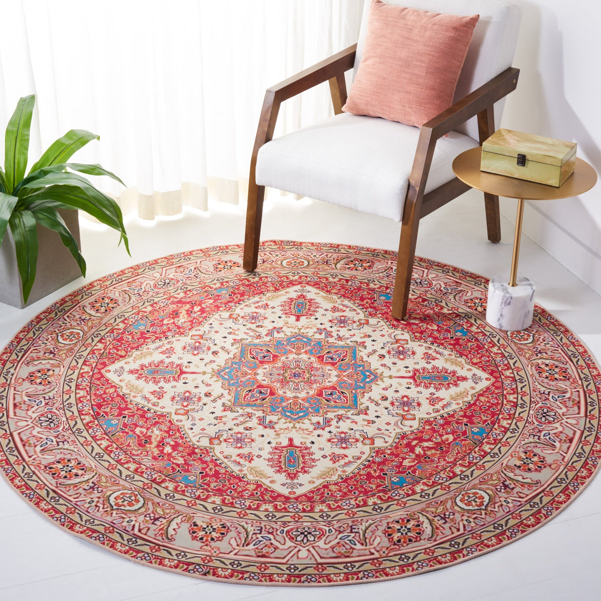 Safavieh Machine Washable Tucson Tsn107Q Red/Beige Rug - Safavieh - tsn107q - 6r
