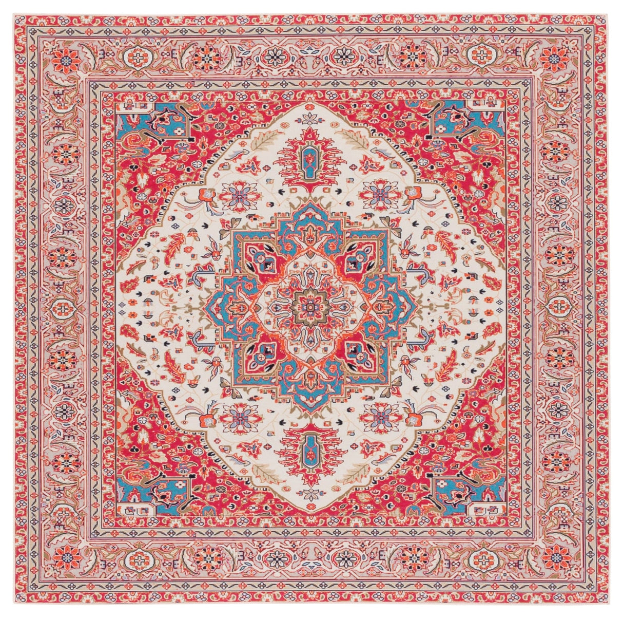 Safavieh Machine Washable Tucson Tsn107Q Red/Beige Rug - Safavieh - tsn107q - 6sq