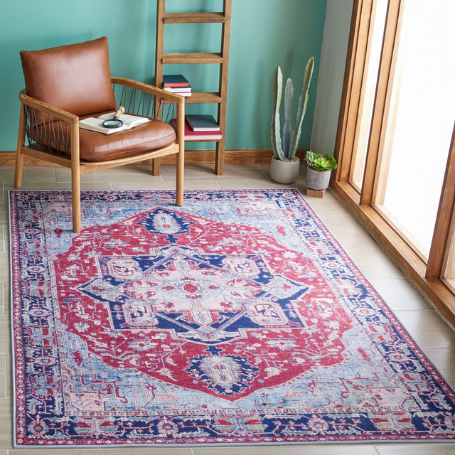 Safavieh Machine Washable Tucson Tsn108Q Red/Navy Rug - Safavieh - tsn108q - 3