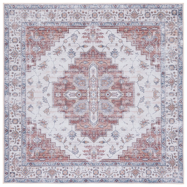 Safavieh Machine Washable Tucson Tsn109A Ivory/Rust Rug - Safavieh - tsn109a - 6sq