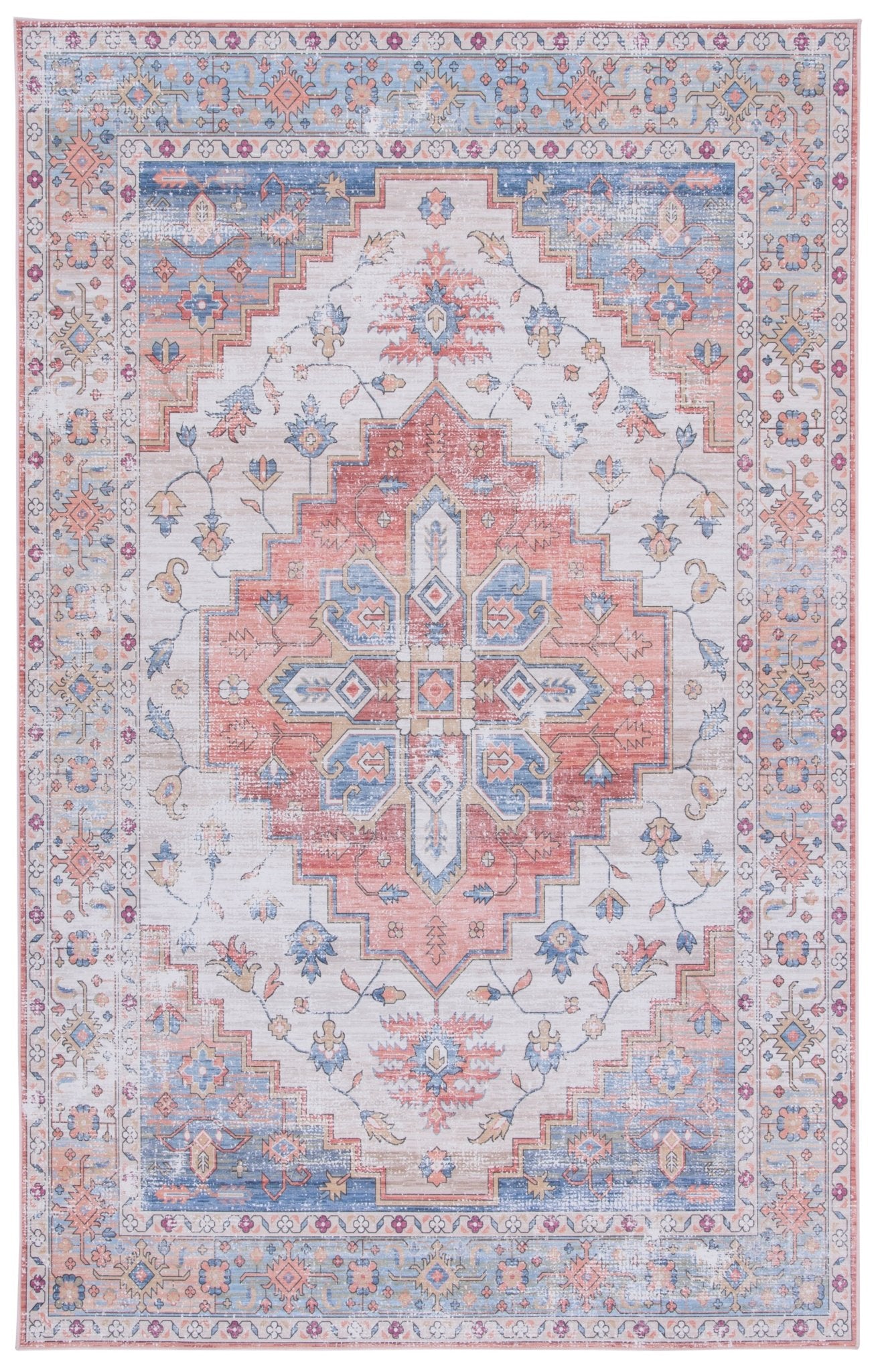 Safavieh Machine Washable Tucson Tsn109B Beige/Blue Rug - Safavieh - tsn109b - 3
