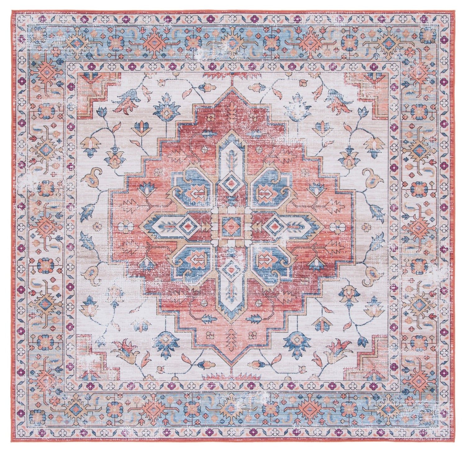 Safavieh Machine Washable Tucson Tsn109B Beige/Blue Rug - Safavieh - tsn109b - 4sq