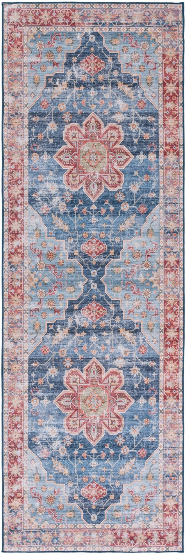 Safavieh Machine Washable Tucson Tsn110M Blue/Rust Rug - Safavieh - tsn110m - 26