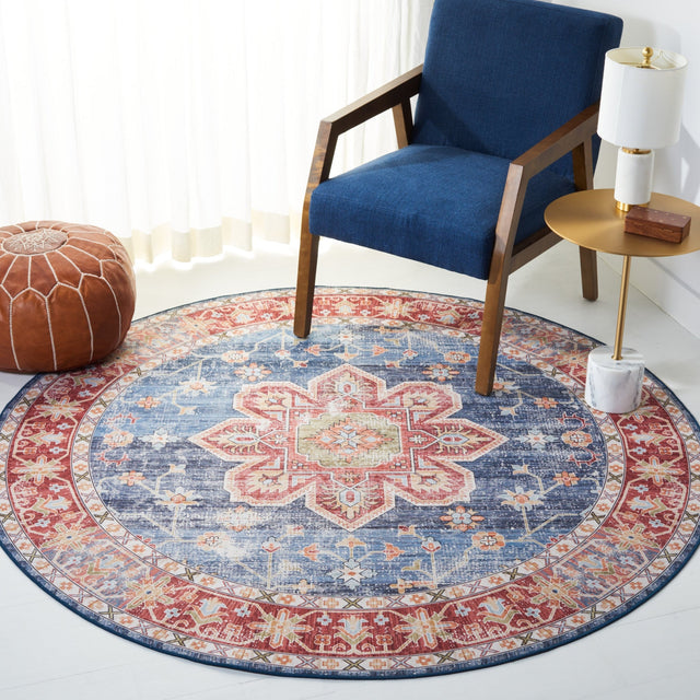 Safavieh Machine Washable Tucson Tsn110M Blue/Rust Rug - Safavieh - tsn110m - 4r