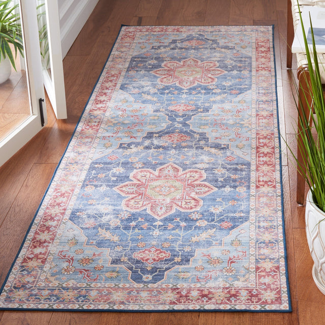 Safavieh Machine Washable Tucson Tsn110M Blue/Rust Rug - Safavieh - tsn110m - 4r