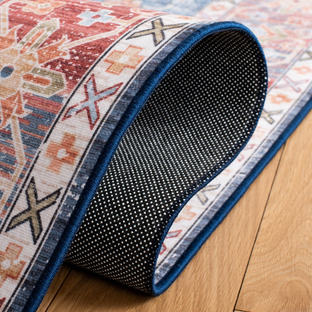 Safavieh Machine Washable Tucson Tsn110M Blue/Rust Rug - Safavieh - tsn110m - 4r