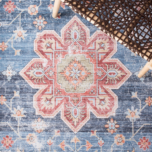 Safavieh Machine Washable Tucson Tsn110M Blue/Rust Rug - Safavieh - tsn110m - 4r
